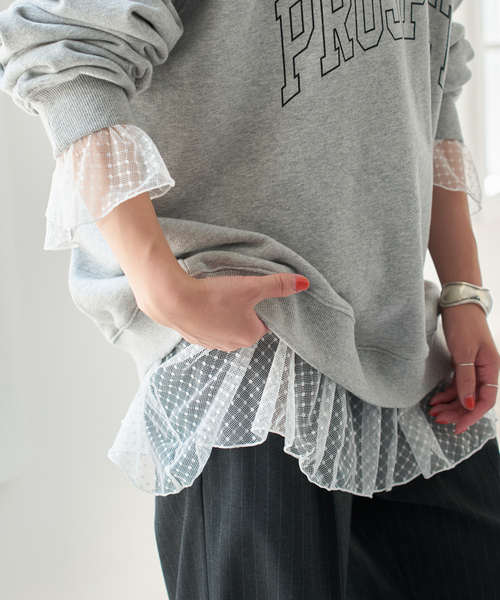 Spick & Span（スピックアンドスパン）の「《追加3》チュールドットチュニックプルオーバー（Tシャツ/カットソー・レディース・ホワイト/ブラック・FREE）」の2枚目の写真