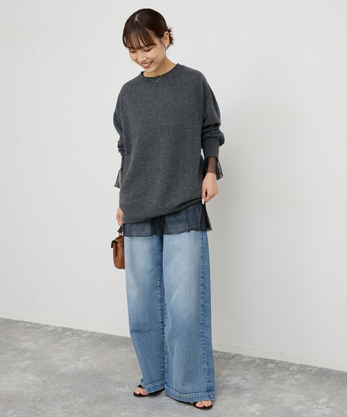 Spick & Span（スピックアンドスパン）の「《追加3》チュールドットチュニックプルオーバー（Tシャツ/カットソー・レディース・ホワイト/ブラック・FREE）」の6枚目の写真