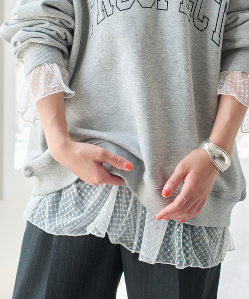 Spick & Span（スピックアンドスパン）の「《追加3》チュールドットチュニックプルオーバー（Tシャツ/カットソー・レディース・ホワイト/ブラック・FREE）」の11枚目の写真