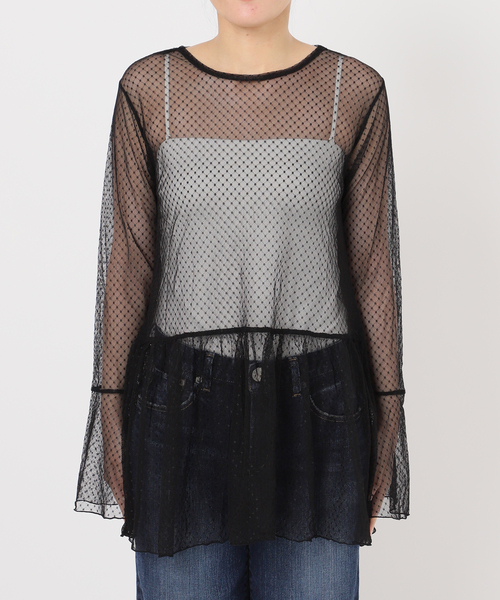 Spick & Span（スピックアンドスパン）の「《追加3》チュールドットチュニックプルオーバー（Tシャツ/カットソー・レディース・ホワイト/ブラック・FREE）」の16枚目の写真