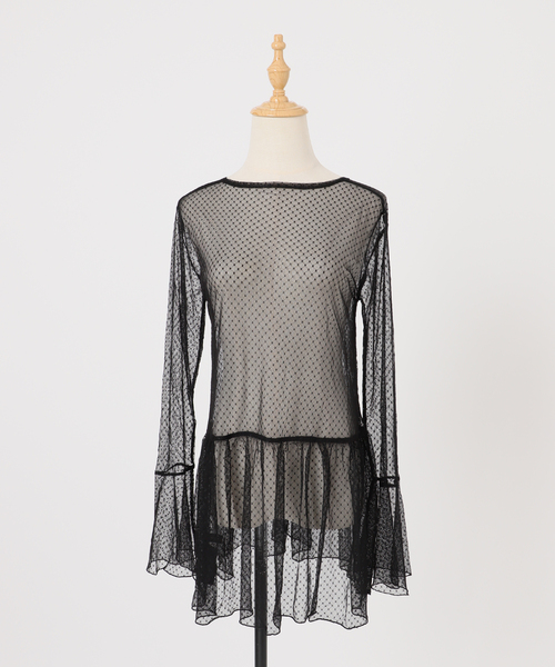 Spick & Span（スピックアンドスパン）の「《追加3》チュールドットチュニックプルオーバー（Tシャツ/カットソー・レディース・ホワイト/ブラック・FREE）」の22枚目の写真