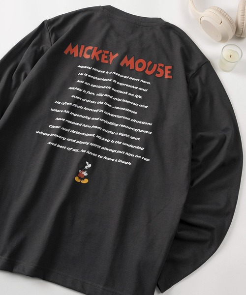 Disney(ディズニー)の「【71】【Disney/ディズニー】ミッキーマウス フレンズ クイックドライ ロングスリーブTシャツ/メンズ/レディース/ユニセックス(Tシャツ/カットソー・レディース・オフホワイト/チャコールグレー/アッシュグレー/ブルー・M/L)」の2枚目の写真