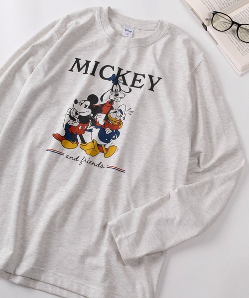 Disney(ディズニー)の「【71】【Disney/ディズニー】ミッキーマウス フレンズ クイックドライ ロングスリーブTシャツ/メンズ/レディース/ユニセックス(Tシャツ/カットソー・レディース・オフホワイト/チャコールグレー/アッシュグレー/ブルー・M/L)」の3枚目の写真