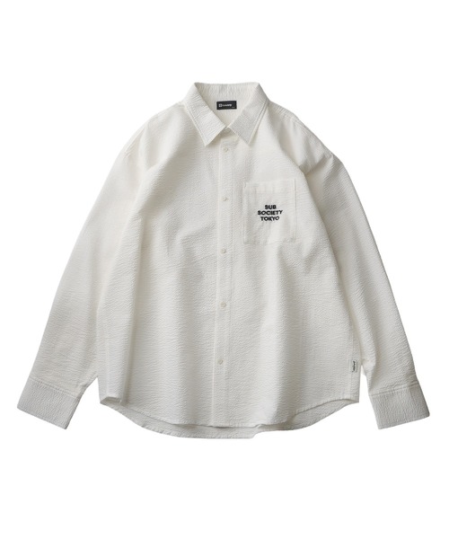 Subciety(サブサエティ)の「Seersucker shirt(シャツ/ブラウス・メンズ・ブルー/ホワイト/ブラック・SMALL/MEDIUM/LARGE/X-LARGE)」の5枚目の写真