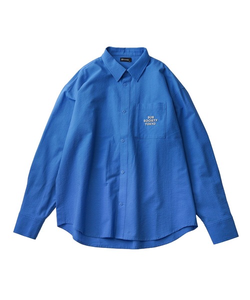 Subciety(サブサエティ)の「Seersucker shirt(シャツ/ブラウス・メンズ・ブルー/ホワイト/ブラック・SMALL/MEDIUM/LARGE/X-LARGE)」の7枚目の写真