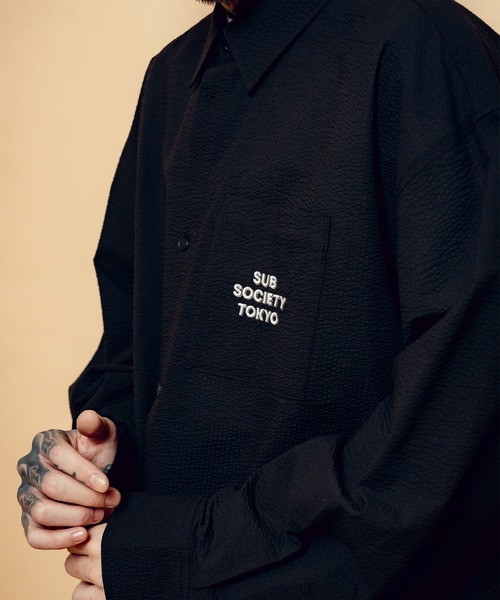 Subciety(サブサエティ)の「Seersucker shirt(シャツ/ブラウス・メンズ・ブルー/ホワイト/ブラック・SMALL/MEDIUM/LARGE/X-LARGE)」の19枚目の写真