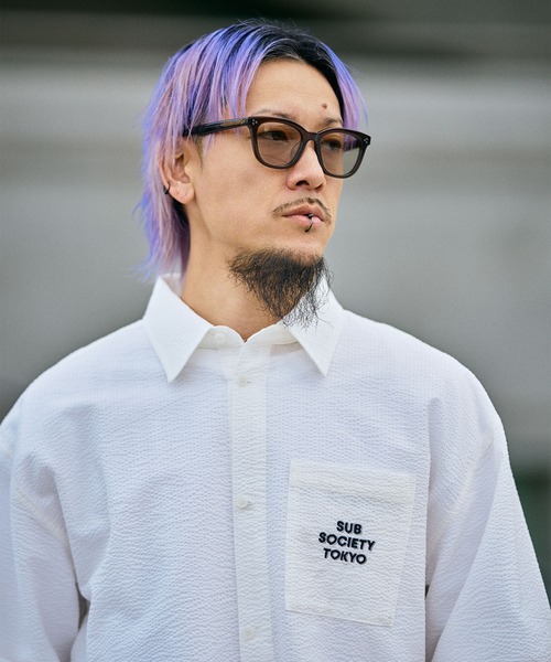 Subciety（サブサエティ）の「Seersucker shirt（シャツ/ブラウス・メンズ・ブルー/ホワイト/ブラック・SMALL/MEDIUM/LARGE/X-LARGE）」の21枚目の写真