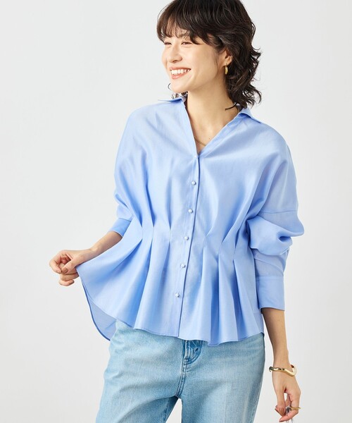 NOLLEY’S（ノーリーズ）の「ウォッシャブルパール釦スキッパータックブラウス（シャツ/ブラウス・レディース・カーキ/サックスブルー/オフホワイト/ネイビー・38）」の10枚目の写真