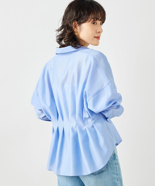 NOLLEY’S（ノーリーズ）の「ウォッシャブルパール釦スキッパータックブラウス（シャツ/ブラウス・レディース・カーキ/サックスブルー/オフホワイト/ネイビー・38）」の12枚目の写真