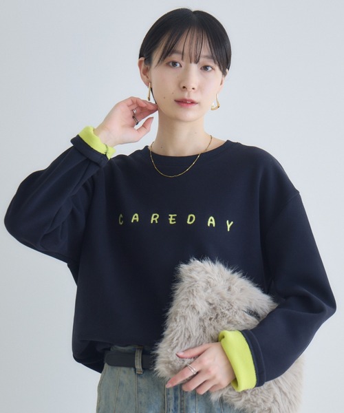 Paradise Picnic（パラダイスピクニック）の「テキストロゴ裏起毛プルオーバー（スウェット・レディース・ネイビー/チャコールグレー/グレー・FREE）」の3枚目の写真