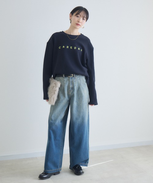 Paradise Picnic（パラダイスピクニック）の「テキストロゴ裏起毛プルオーバー（スウェット・レディース・ネイビー/チャコールグレー/グレー・FREE）」の16枚目の写真