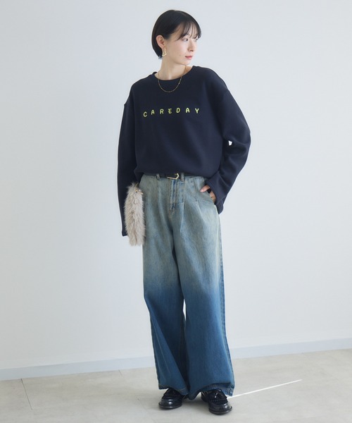 Paradise Picnic（パラダイスピクニック）の「テキストロゴ裏起毛プルオーバー（スウェット・レディース・ネイビー/チャコールグレー/グレー・FREE）」の17枚目の写真