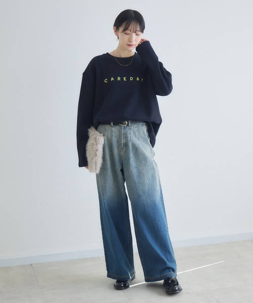 Paradise Picnic（パラダイスピクニック）の「テキストロゴ裏起毛プルオーバー（スウェット・レディース・ネイビー/チャコールグレー/グレー・FREE）」の18枚目の写真