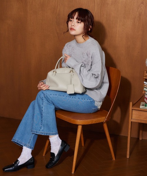 mysty woman（ミスティウーマン）の「花刺繍プチハイニット 640149（ニット/セーター・レディース・オフホワイト/グレー/ブラック・FREE）」の19枚目の写真