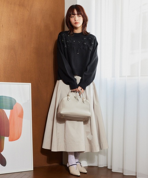 mysty woman（ミスティウーマン）の「花刺繍プチハイニット 640149（ニット/セーター・レディース・オフホワイト/グレー/ブラック・FREE）」の21枚目の写真