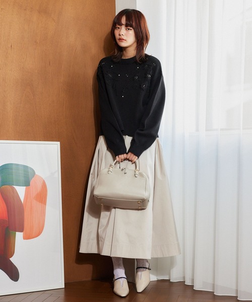 mysty woman（ミスティウーマン）の「花刺繍プチハイニット 640149（ニット/セーター・レディース・オフホワイト/グレー/ブラック・FREE）」の13枚目の写真