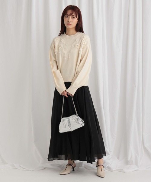 mysty woman（ミスティウーマン）の「花刺繍プチハイニット 640149（ニット/セーター・レディース・オフホワイト/グレー/ブラック・FREE）」の16枚目の写真