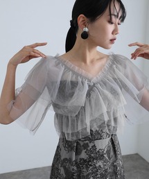 ロング&袖あり フォーマル レイヤード チュール Iライン フラワー 刺繍レース セレモニー 結婚式 二次会 パーティー ドレス オケージョンドレス お呼ばれ 同窓会 成人式