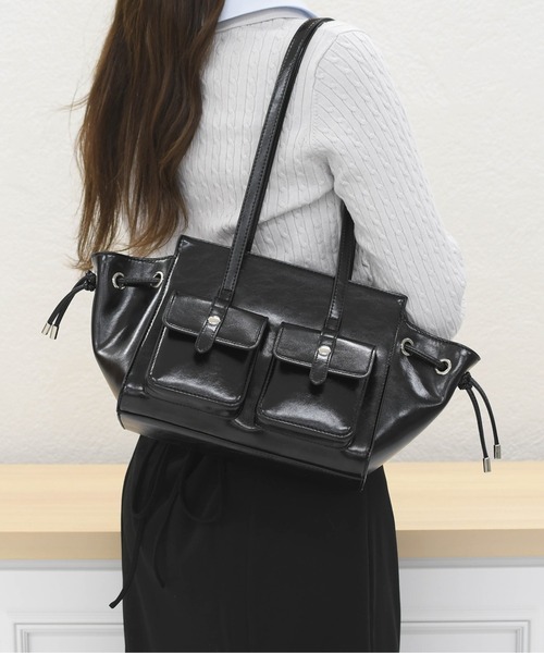 MISCH MASCH(ミッシュマッシュ)の「ダブルポケットトートバッグ(トートバッグ・レディース・ブラック/ベージュ・フリ-)」の10枚目の写真