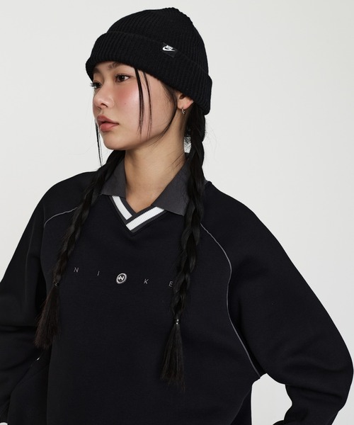 NIKE(ナイキ)の「ナイキ スポーツウェア フェニックス フリース ウィメンズ オーバーサイズド グラフィック ポロトップス / Nike Sportswear Phoenix Fleece Women's Oversized Graphic Polo Top IF0257-010 Black(ポロシャツ・レディース・ブラック・XL/L/XS/S/M)」の5枚目の写真