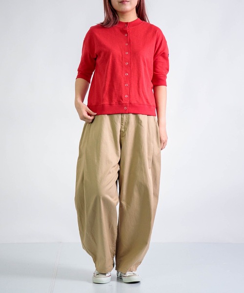 Tieasy（ティージー）の「[Tieasy] HDCS SNAP S/S CARDIGAN / ライトスラブ天竺 スナップカーディガン（カーディガン/ボレロ・レディース・ネイビー/ブラウン/レッド/アイボリー/アッシュグレー・1）」の7枚目の写真