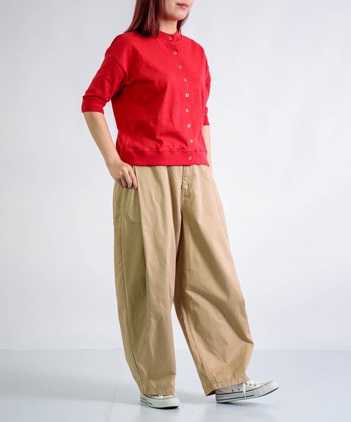 Tieasy（ティージー）の「[Tieasy] HDCS SNAP S/S CARDIGAN / ライトスラブ天竺 スナップカーディガン（カーディガン/ボレロ・レディース・ネイビー/ブラウン/レッド/アイボリー/アッシュグレー・1）」の8枚目の写真
