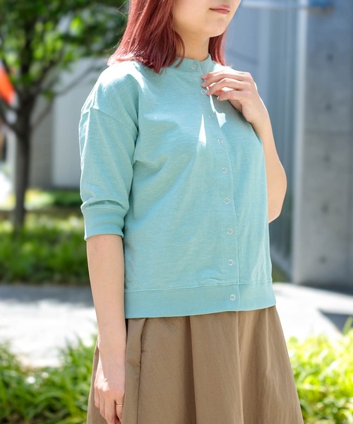 Tieasy（ティージー）の「[Tieasy] HDCS SNAP S/S CARDIGAN / ライトスラブ天竺 スナップカーディガン（カーディガン/ボレロ・レディース・ネイビー/ブラウン/レッド/アイボリー/アッシュグレー・1）」の19枚目の写真