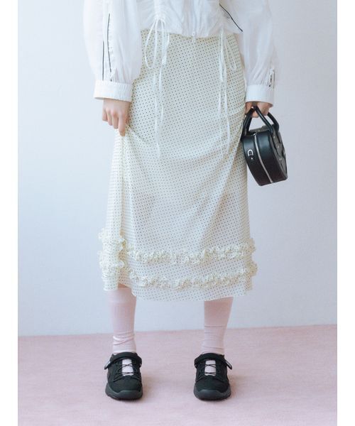 FURFUR（ファーファー）の「ミディナロースカート（スカート・レディース・ブラック/ホワイト/ピンク・F）」の4枚目の写真