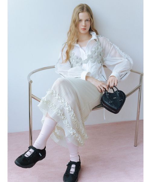 FURFUR（ファーファー）の「ミディナロースカート（スカート・レディース・ブラック/ホワイト/ピンク・F）」の5枚目の写真