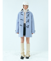 Wool Duffle Half Coat, Sky Blue