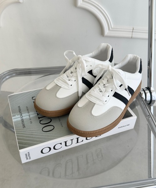 wears（ウェアーズ）の「６色展開 配色カジュアルダブルラインスニーカー（スニーカー・レディース・ホワイト/ライトグレー/ピンク/ブラウン/ブラック/ブルー・23.5cm/24.5cm）」の7枚目の写真