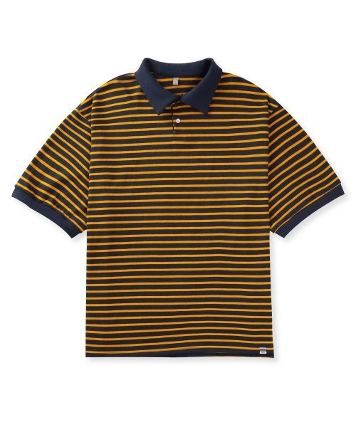 CB オーバーサイズストライプPK Tシャツ (マスタード/ネイビー)