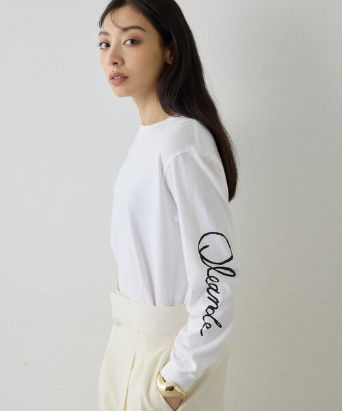Whim Gazette(ウィムガゼット)の「スリーブロゴロングTシャツ(Tシャツ/カットソー・レディース・オフホワイト/ライトグレー・FREE)」の3枚目の写真