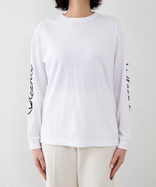 Whim Gazette(ウィムガゼット)の「スリーブロゴロングTシャツ(Tシャツ/カットソー・レディース・オフホワイト/ライトグレー・FREE)」の13枚目の写真