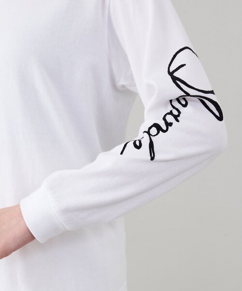 Whim Gazette(ウィムガゼット)の「スリーブロゴロングTシャツ(Tシャツ/カットソー・レディース・オフホワイト/ライトグレー・FREE)」の8枚目の写真