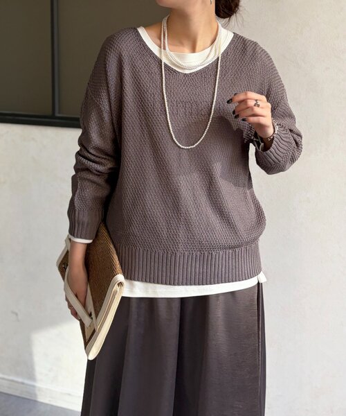 Chez toi（シェトワ）の「シアーニットプルオーバー（ニット/セーター・レディース・アイボリー/ピンク/チャコールグレー/ブルー・FREE）」の3枚目の写真