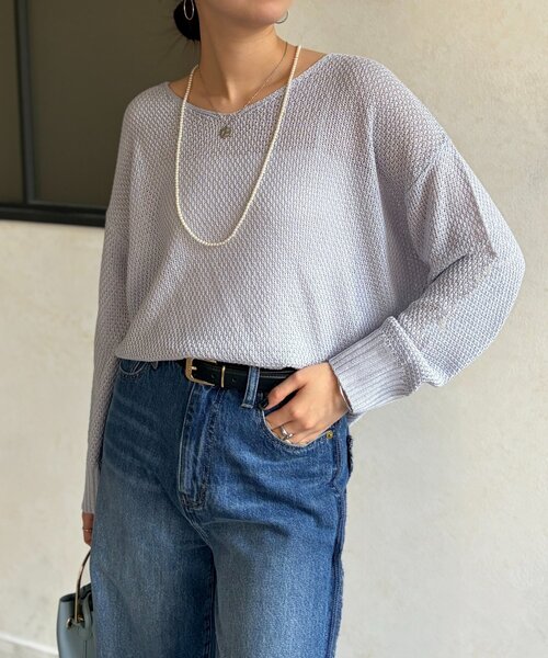 Chez toi（シェトワ）の「シアーニットプルオーバー（ニット/セーター・レディース・アイボリー/ピンク/チャコールグレー/ブルー・FREE）」の4枚目の写真