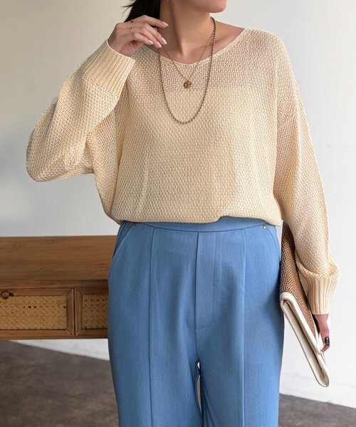 Chez toi（シェトワ）の「シアーニットプルオーバー（ニット/セーター・レディース・アイボリー/ピンク/チャコールグレー/ブルー・FREE）」の2枚目の写真