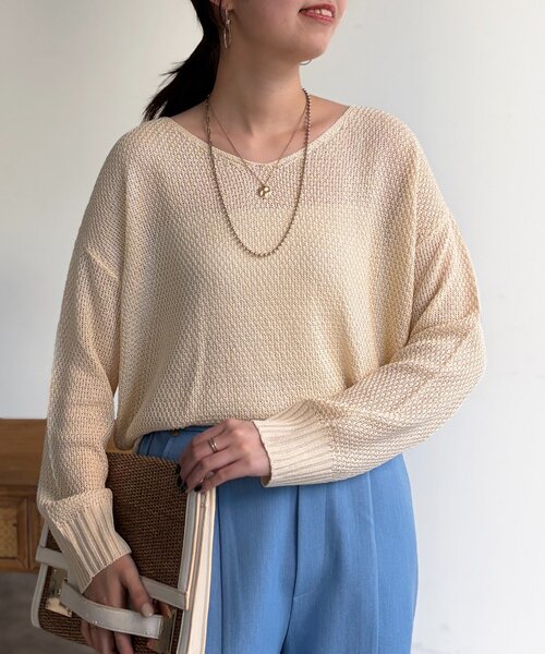 Chez toi（シェトワ）の「シアーニットプルオーバー（ニット/セーター・レディース・アイボリー/ピンク/チャコールグレー/ブルー・FREE）」の5枚目の写真