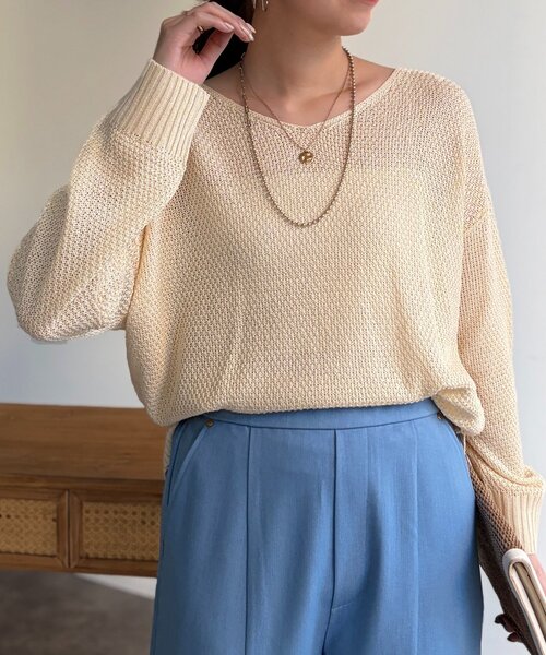 Chez toi（シェトワ）の「シアーニットプルオーバー（ニット/セーター・レディース・アイボリー/ピンク/チャコールグレー/ブルー・FREE）」の8枚目の写真