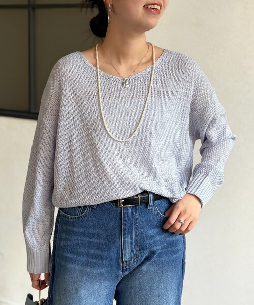 Chez toi（シェトワ）の「シアーニットプルオーバー（ニット/セーター・レディース・アイボリー/ピンク/チャコールグレー/ブルー・FREE）」の19枚目の写真