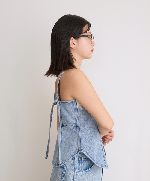IENA LA BOUCLE（イエナラブークル）の「IENA LA BOUCLE ソフトデニムレースコンビキャミソール（キャミソール・レディース・ライトブルー・FREE）」の3枚目の写真