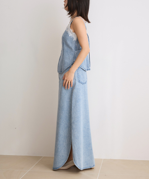 IENA LA BOUCLE（イエナラブークル）の「IENA LA BOUCLE ソフトデニムレースコンビキャミソール（キャミソール・レディース・ライトブルー・FREE）」の6枚目の写真