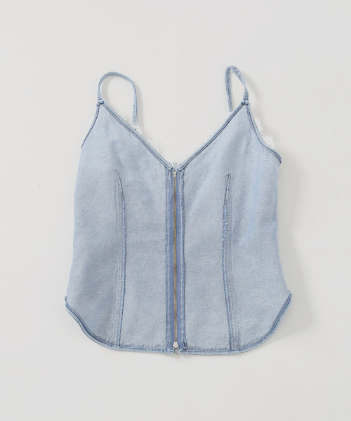 IENA LA BOUCLE（イエナラブークル）の「IENA LA BOUCLE ソフトデニムレースコンビキャミソール（キャミソール・レディース・ライトブルー・FREE）」の17枚目の写真