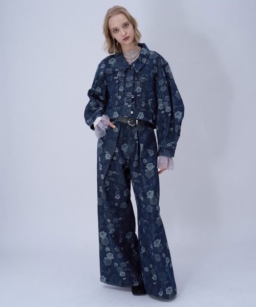 HARE（ハレ）の「フラワーガラデニムジャケット(HARE)（デニムジャケット・レディース・ブラック/ブルー・FREE）」の4枚目の写真