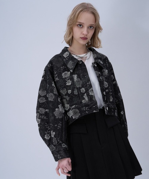 HARE（ハレ）の「フラワーガラデニムジャケット(HARE)（デニムジャケット・レディース・ブラック/ブルー・FREE）」の5枚目の写真