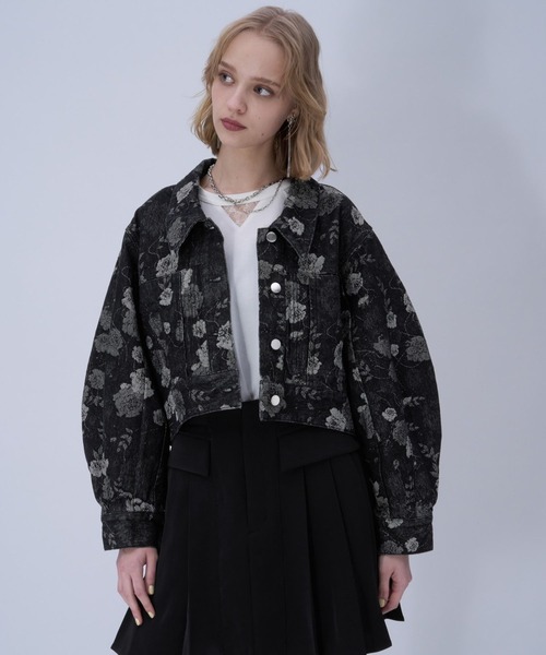 HARE（ハレ）の「フラワーガラデニムジャケット(HARE)（デニムジャケット・レディース・ブラック/ブルー・FREE）」の6枚目の写真