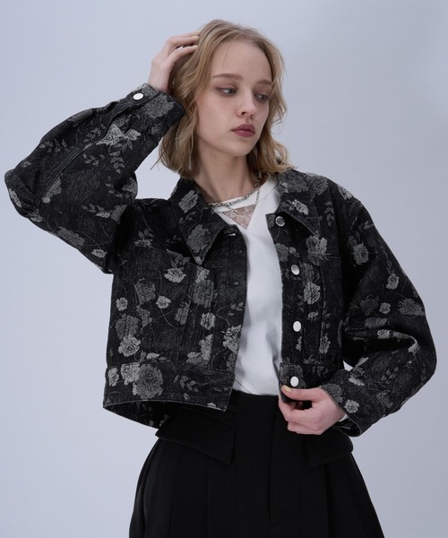 HARE（ハレ）の「フラワーガラデニムジャケット(HARE)（デニムジャケット・レディース・ブラック/ブルー・FREE）」の7枚目の写真