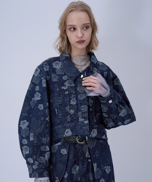 HARE（ハレ）の「フラワーガラデニムジャケット(HARE)（デニムジャケット・レディース・ブラック/ブルー・FREE）」の8枚目の写真