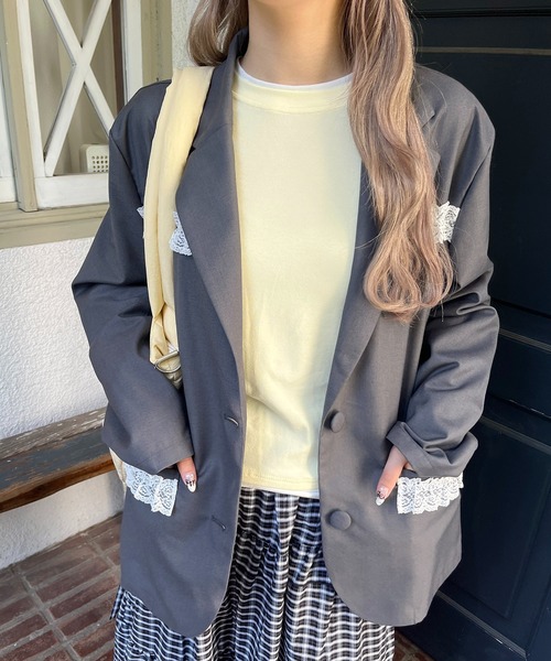 WC（ダブル シー）の「レースポイントオーバージャケット（テーラードジャケット・レディース・グレー/ブラック・FREE）」の3枚目の写真